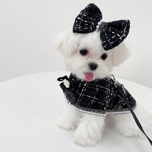 エレガントな小型犬と猫用のかわいいリボン付きペットスカート、犬服、ペットドレス、ハーネスと帽子 - Product Image 4