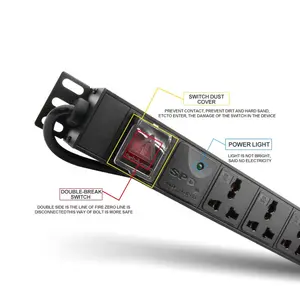 PDU 3 Outlets Cabinet Room Surge Protector Power Strip