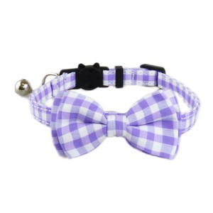 Collier à carreaux pour animaux de compagnie avec nœud papillon, sangle réglable pour chien et chat avec clochette, accessoire à carreaux pour chiot et chaton - Product Image 2
