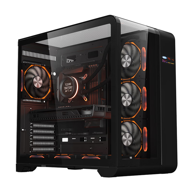 Lovingcool 2024 New 120mm RGB Fan Cooling Case Mid Tower ATX MATX ITX Gaming PC Cabinet Case with Triple Sided Tempered Glass
