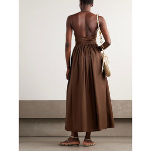 エレガントでレトロなホリデースタイルレディースドレスシンプルファッション床丈コットンリネンサスペンダーふわふわ夏用カジュアルスタイル - Product Image 1