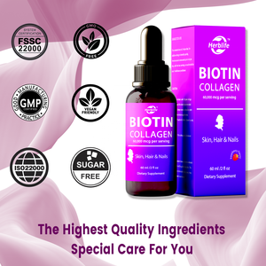 Haccp  OEM ODM  Biotina Líquida y Colágeno 60,000 mcg - Vitaminas para el Crecimiento del Cabello, Suplemento de Colágeno Líquido - Product Image 3