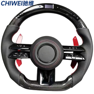 Volante de Fibra de Carbono y Cuero de 3 Radios para <span class=keywords><strong>Mercedes</strong></span> Clase <span class=keywords><strong>S</strong></span> W222 W205 para G63 GLE con Pantalla LED y Base Plana de Carreras - Product Image 1
