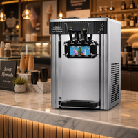 Nouvelle machine à crème glacée molle à 3 saveurs pour comptoir, idéale pour les boutiques de desserts, les cafés et la maison