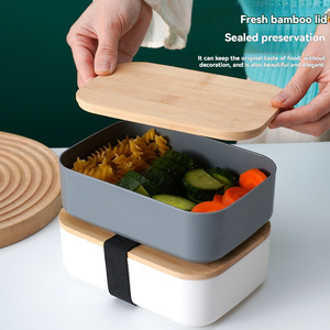 <span class=keywords><strong>กล่อง</strong></span>ข้าวสองชั้นฝาไม้ วัสดุฟางข้าวสาลีและพลาสติก PP สำหรับนักเรียน พร้อมฟังก์ชั่นไมโครเวฟ <span class=keywords><strong>กล่อง</strong></span>เบนโตะเกรดอาหาร - Product Image 4