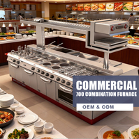 CFT Suite de cuisine professionnelle 5-en-1 : Cuisinière électrique + Cuiseur à nouilles + Plaque de cuisson + Four à salamandre + Armoire chauffante en acier inoxydable automatique