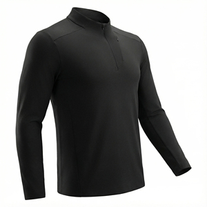 Sudadera de punto para hombre con cremallera de un cuarto, cuello alto, manga larga, de secado rápido, color liso, corte regular, para otoño - Product Image 1