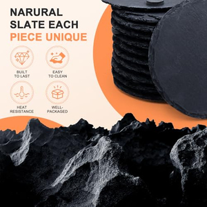 En gros, ensemble de sous-verres en ardoise noire de 4 pouces, sous-verres en pierre, supports vierges pour gravure laser - Product Image 5