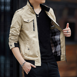 WholesaleMen's <strong>Jacket</strong> Casual Slim Autumn Fashion Coat Denim <strong>Men's</strong> Clothing Middle-aged and <strong>Old</strong> Standing Collar <strong>Jacket</strong> - Product Image 5