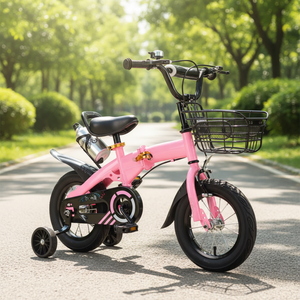 Vélo pliable pour enfants Cadre en acier 2-5 <span class=keywords><strong>ans</strong></span> Garçons Filles Ligne de frein Panier en plastique Roues d'entraînement Selle réglable <span class=keywords><strong>Cadeau</strong></span> - Product Image 6