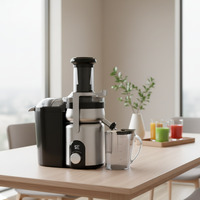 Extracteur de jus de fruits entiers électrique 4-en-1 avec affichage numérique LED, en acier inoxydable, à grande goulotte d'alimentation centrifuge