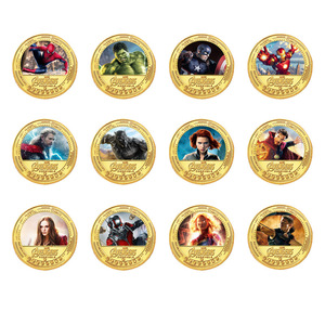 12 Monedas Conmemorativas de Oro con Temática de Películas de Marvel, Colección de Monedas de Avengers Bañadas en Oro para Regalo - Product Image 1