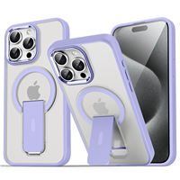 Étui de téléphone portable magnétique de support givré mat Transparent de luxe pour Iphone 13 14 Plus 15 Pro 16 Pro Max 17 Pro étuis de béquille