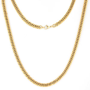 Floreo semi-solid 6 sisi potongan Miami Hip Hop perhiasan 18K berlapis emas pria gelang kalung rantai Kuba - Product Image 1