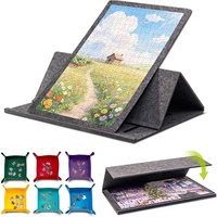 Tapis de table puzzle rectangulaire transfrontalier avec support et couvercle, plateau à 6 compartiments, pliable, portable, en feutre, pour enfants, Chine