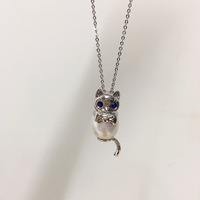 SHDIYAYUN Gros Baroque Perle D'eau Douce Pendentif Élégant Chat Conception Collier Perle Bijoux