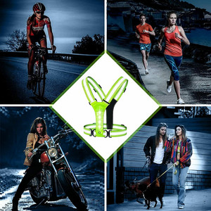 Crianças ajustáveis Reflective Running Bike Glow Peito Vest Belt Oi Vis USB Recarregável Reflect Segurança LED Ciclismo Segurança Vest - Product Image 6