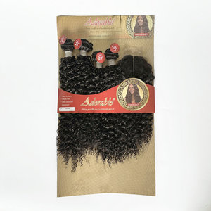 Adorabile Pacchetto di Capelli Sintetici <span class=keywords><strong>Winnie</strong></span>, Soluzione Completa 4 Pezzi, Fatte a Mano, 2*4 T Part, Ricci Crespi, Extension con Pizzo - Product Image 2