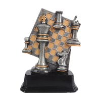 Trophée d'échecs en résine Weivista, échiquier en bronze, roi, cavalier, pion, plaque dorée artisanale, récompense de compétition d'échecs