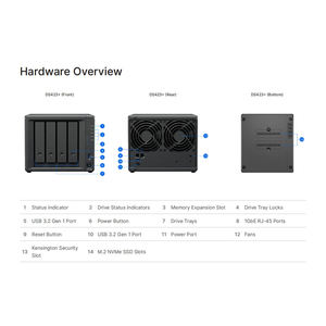 สำหรับ DS423+  4-Bay Diskless USB Interface NAS  CPU Realtek RTD1619B  2GB DDR4 RAM สำหรับการจัดเก็บข้อมูลเครือข่ายระดับองค์กร - Product Image 2