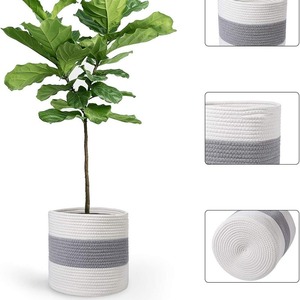Panier de rangement tissé P111 décoratif pour la maison moderne Mini panier <span class=keywords><strong>en</strong></span> <span class=keywords><strong>corde</strong></span> de coton pour plantes Couverture pour placard de jardin Bin de rangement Table Fleur - Product Image 2