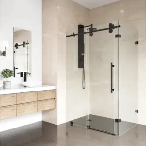 95131-BK Vierkante RVS Frameloze Douchecabine met 8mm Gehard Glas, Modern Design voor de Badkamer - Product Image 3