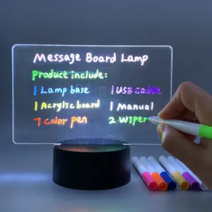 Veilleuse Led créative, tableau de notes, tableau de messages avec stylo, alimentation USB, lampe de nuit, tableau de messages, lumières 3D