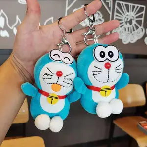 סיטונאי מותאם אישית מיני Keychain קריקטורה יפה דורימון מפתח טבעת מצחיק צעצוע 3D תיק תליון ממולא קטן קידום מכירות קטיפה HT