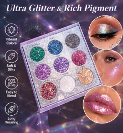 Paleta de sombras de ojos de 9 colores de la serie Shimmer de MLM Cosmetics con tonos perlados que cambian de color para un maquillaje de ojos radiante. - Product Image 6