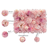 Décoration de mariage, mur de fleurs artificielles avec des roses, des hortensias, des arrangements floraux en soie, mariage, Saint-Valentin