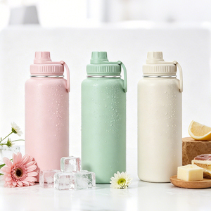 Borraccia Sportiva Personalizzabile Macaron <span class=keywords><strong>E</strong></span> 610ml in Acciaio Inox Isolata con Coperchio <span class=keywords><strong>e</strong></span> Manico Leggera per Palestra <span class=keywords><strong>e</strong></span> Attività all'Aperto - Product Image 1