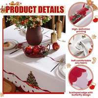 Nappe de Noël et de mariage en polyester, motif floral, imperméable, infroissable, résistante à l'usure, pour fêtes et restaurants, personnalisable, avec marque