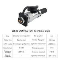 WS20 Aviation Plug Factory 7-Day Shipping Connecteur femelle circulaire à écrou arrière pour câble de connexion d'alimentation automobile 2-12 cœurs