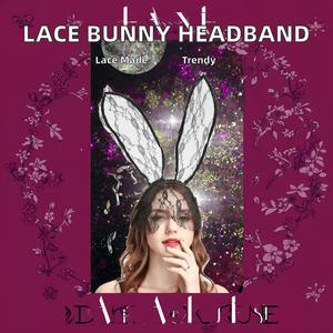 Women's Sexy Black Lace Bunny <strong>Ears</strong> Hair Band Veil Headband with <strong>Ear</strong> Hair Hoop and Lace <strong>Mask</strong> - Product Image 2