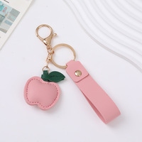Pu lederen sleutelhanger kleurrijke fruit tas charme met polsbandje autosleutelring handtas decor cadeau groothandel