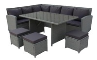 Conjunto de Sofás de Ratán para Exteriores, Moderno, Portátil y Cómodo, con Estructura Metálica para Piscina y Jardín