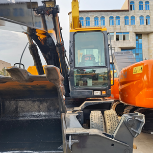 Excavatrice sur pneus Hyundai 210W-9T d'occasion à prix abordable, modèle 2023, poids opérationnel de 21 tonnes, moteur, boîte de vitesses, PLC, en promotion - Product Image 4