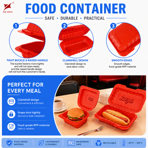 Envase de Plástico Desechable Personalizado Tipo Blister para Almuerzo Bento, Caja Cuadrada para Hamburguesas de 6/6*9 Pulgadas - Product Image 3