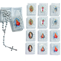 Collier unisexe en alliage vintage Shino, perles catholiques, 6 couleurs mélangées, parfum rose blanche, cadeau transfrontalier très populaire