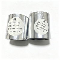 Pita Transfer Termal Premium TTR Wax Ribbon Hitam untuk Printer Barcode Zebra TSC, Label Kertas, Bahan Habis Pakai