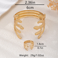 Ensemble de bijoux Punk en métal doré avec design irrégulier et sens de la main en forme de corail personnalisé géométrique réglable