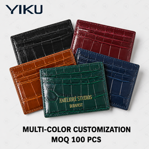 YIKU Portacarte in Vera Pelle Personalizzato con Motivo Coccodrillo in Rilievo per Uomo/Porta Carte Bancarie Personalizzato - Product Image 1