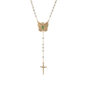 Collana Rosario all'Ingrosso Placcata Oro 18K con Madonna di Guadalupe, Croce Cristiana con Zirconi in Ottone Unisex San <span class=keywords><strong>Giuda</strong></span> - Product Image 3