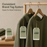 Étiquette suspendue personnalisée anti-contrefaçon en papier vert olive avec bordure blanche, votre logo pour chaussettes, chaussures, vêtements de mode, OEM/Vente en gros, Marque privée