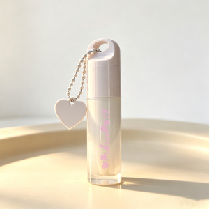 Tube de brillant à lèvres pour enfant 6ml, motif cœur dégradé blanc-rose, avec porte-clés, grand applicateur, boîte et logo - Product Image 5