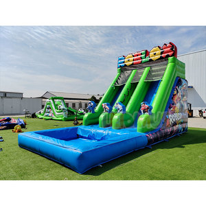 Commercial <strong>Roblox</strong> Theme Inflatable Water Slide With Pool, Large Double Lane Inflatable Wet Slide for <strong>Party</strong> Rental Outdoor Events - Product Image 1