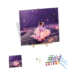 3d Oil Painting by Numbers for Adults Wall Art Decor Painting Lavender Field Girl Custom Paint by Numbers Canvas