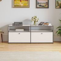 Mueble de TV Modular Moderno de Acero al Carbono, Mueble de Salón con Estantes Ajustables, Ahorro de Espacio, Aparador de Almacenamiento de Metal Resistente