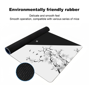 Tapis de clavier de jeu Tapis de souris noir blanc en fleurs de cerisier pour bureau avec base en caoutchouc antidérapante, tapis de clavier japonais Life <span class=keywords><strong>Death</strong></span> - Product Image 4