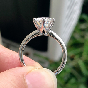 0,5-1,5 cttw Anillos de diamantes de laboratorio en oro de 18 quilates Wg/YG/RG Diseño de borde de cuchillo D/Anillo de compromiso de mujer de diamante de corte redondo - Product Image 5